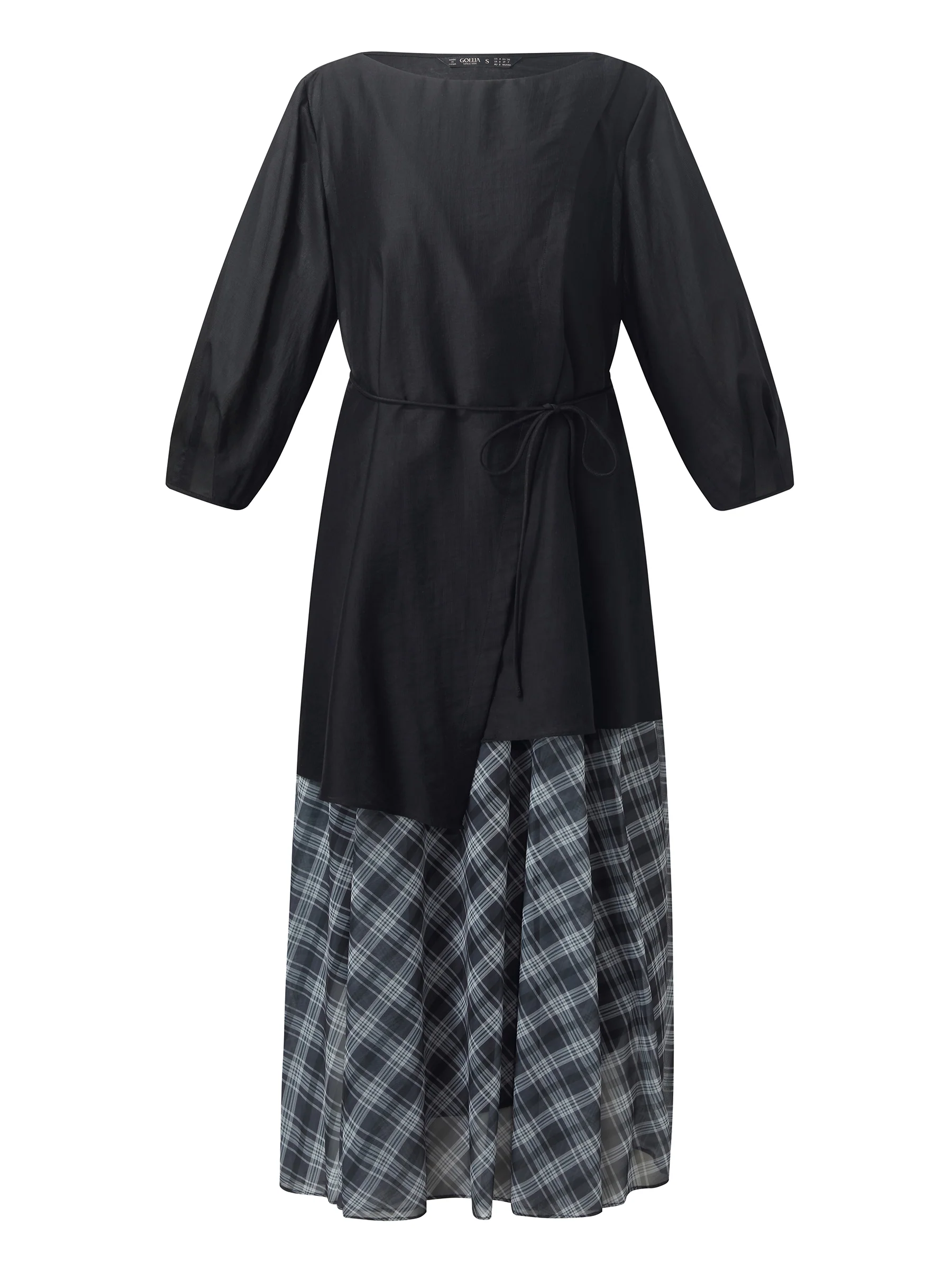 Lyocell Blend Top And Sleeveless Plaid Maxi Dress Two-Piece Set - Image 9