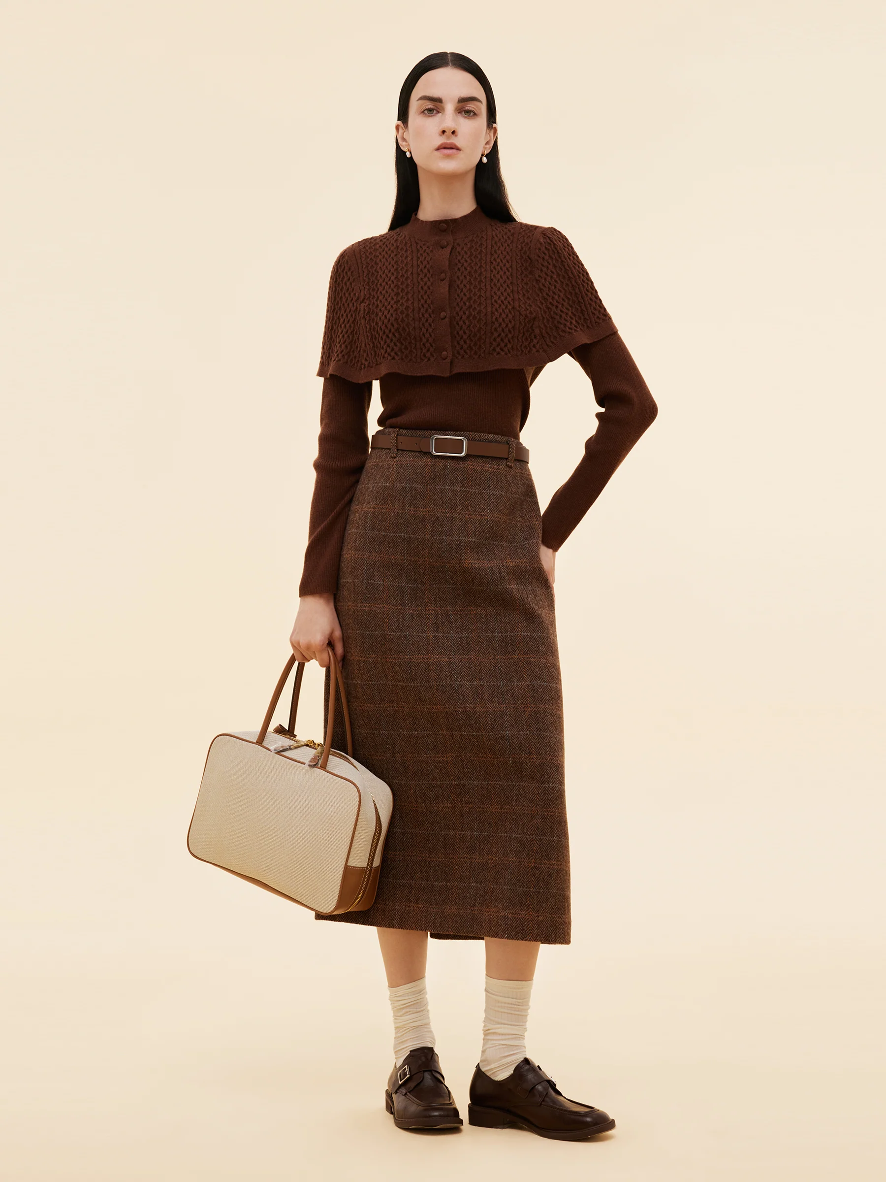Lyocell Blend Knit Top And Cape Two-Piece Set - Image 2