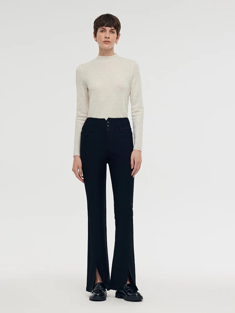 Machine Washable Wool Jacquard Women Knit Top - Image 6