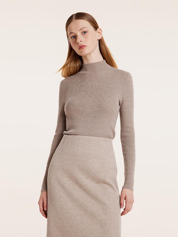 Machine Washable Wool Mock Neck Women Sweater - Image 4