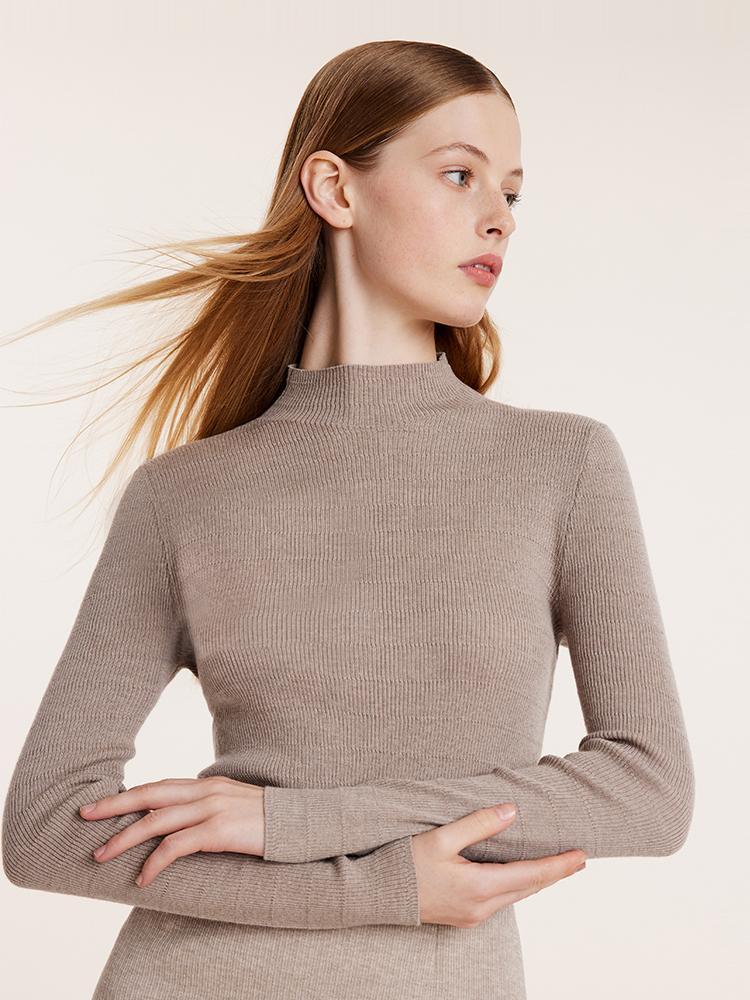 Machine Washable Wool Mock Neck Women Sweater - Image 5