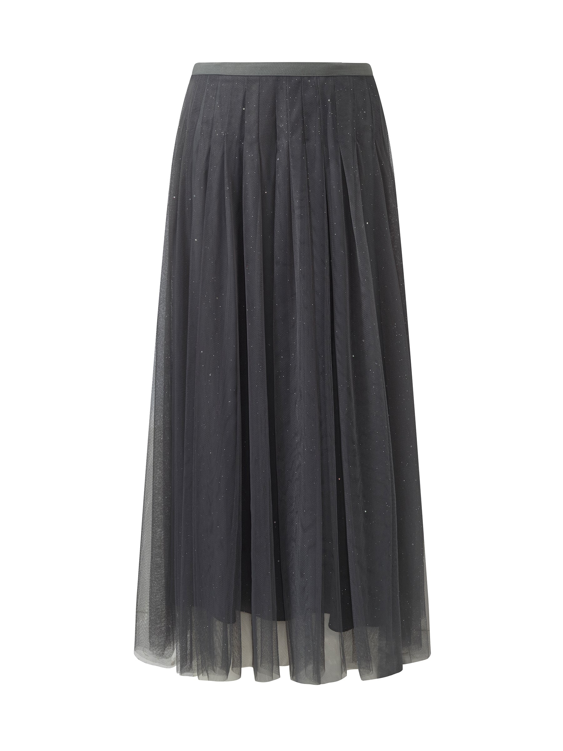 Mesh Elastic Waist Sequins Pleated Women Skirt - Image 6