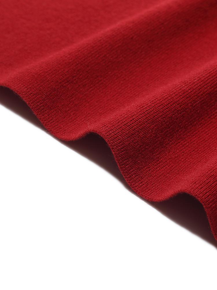 Mock Neck Long Sweater And Wool Pleated Skirt Two-Piece Set - Image 14