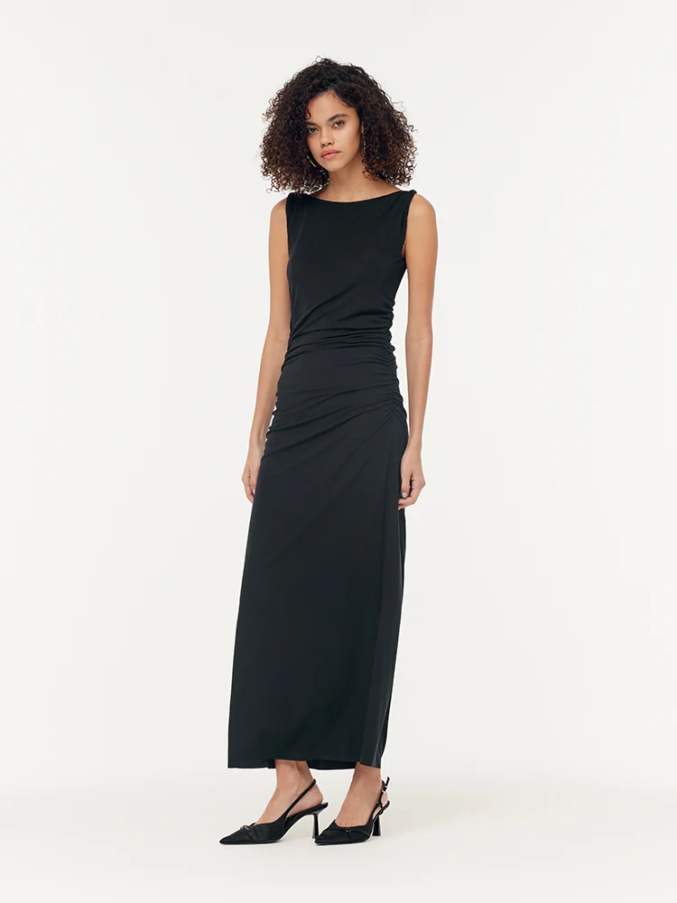 Modal Gathered Waist Women Vest Maxi Dress - Image 3