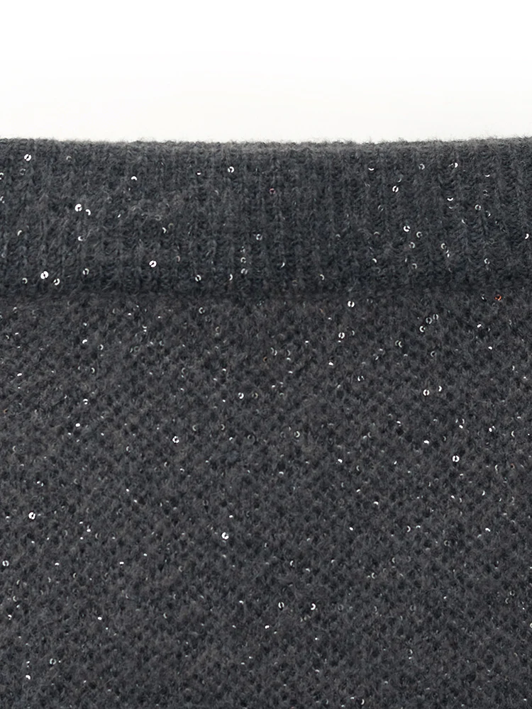 Mohair Wool Blend Sequins Women Midi Skirt - Image 6