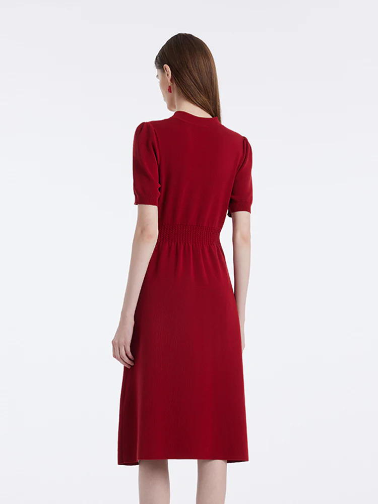 New Chinese-Style Mandarin Collar Knitted Women Midi Qipao Dress - Image 4