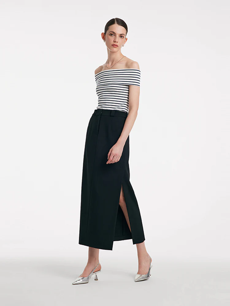 Off Shoulder Striped Slim Top - Image 2