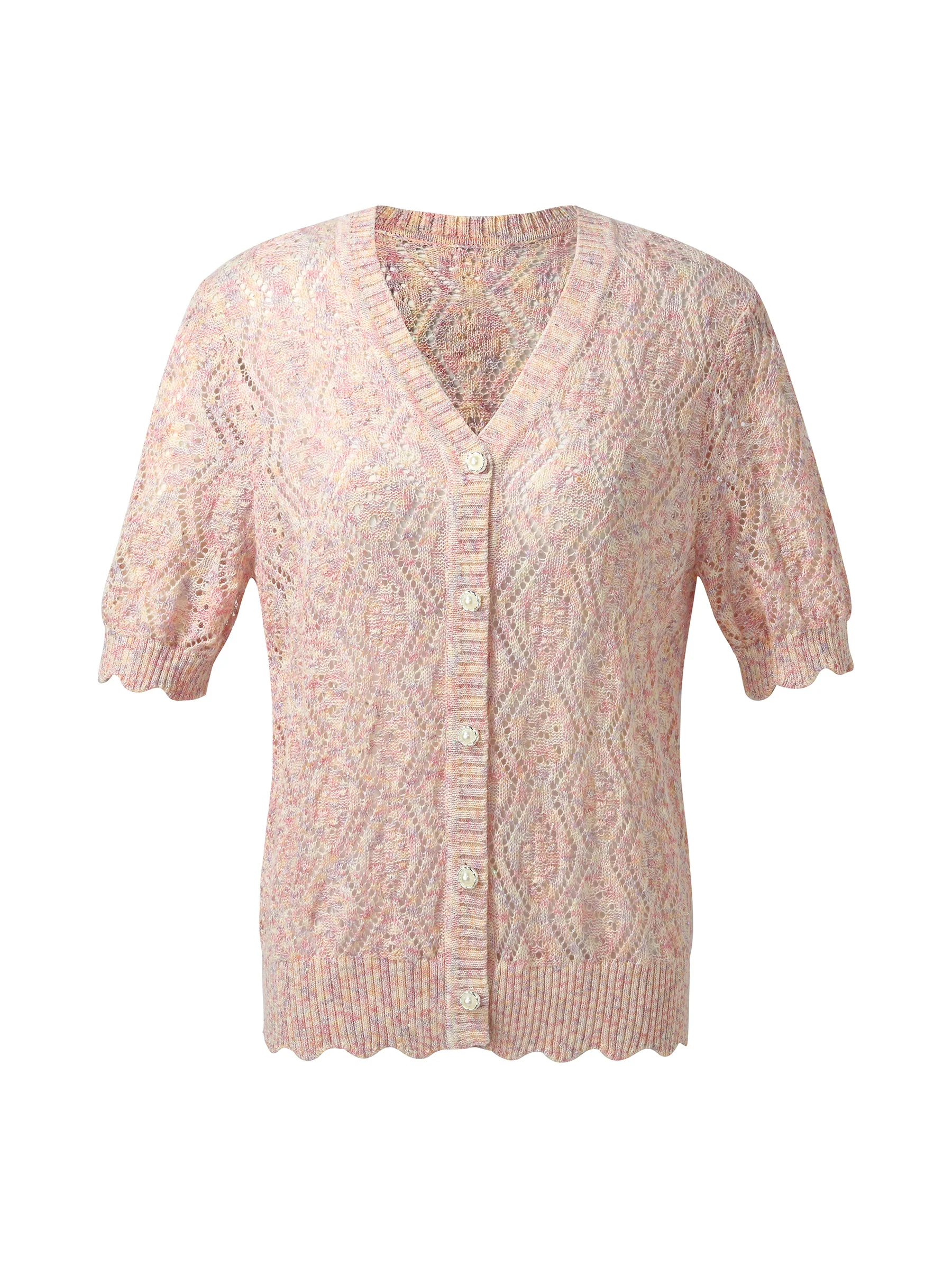 Openwork Sequins Women V-Neck Cardigan - Image 6
