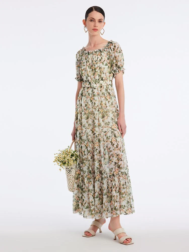 Silk Floral Print Maxi Dress - Image 5