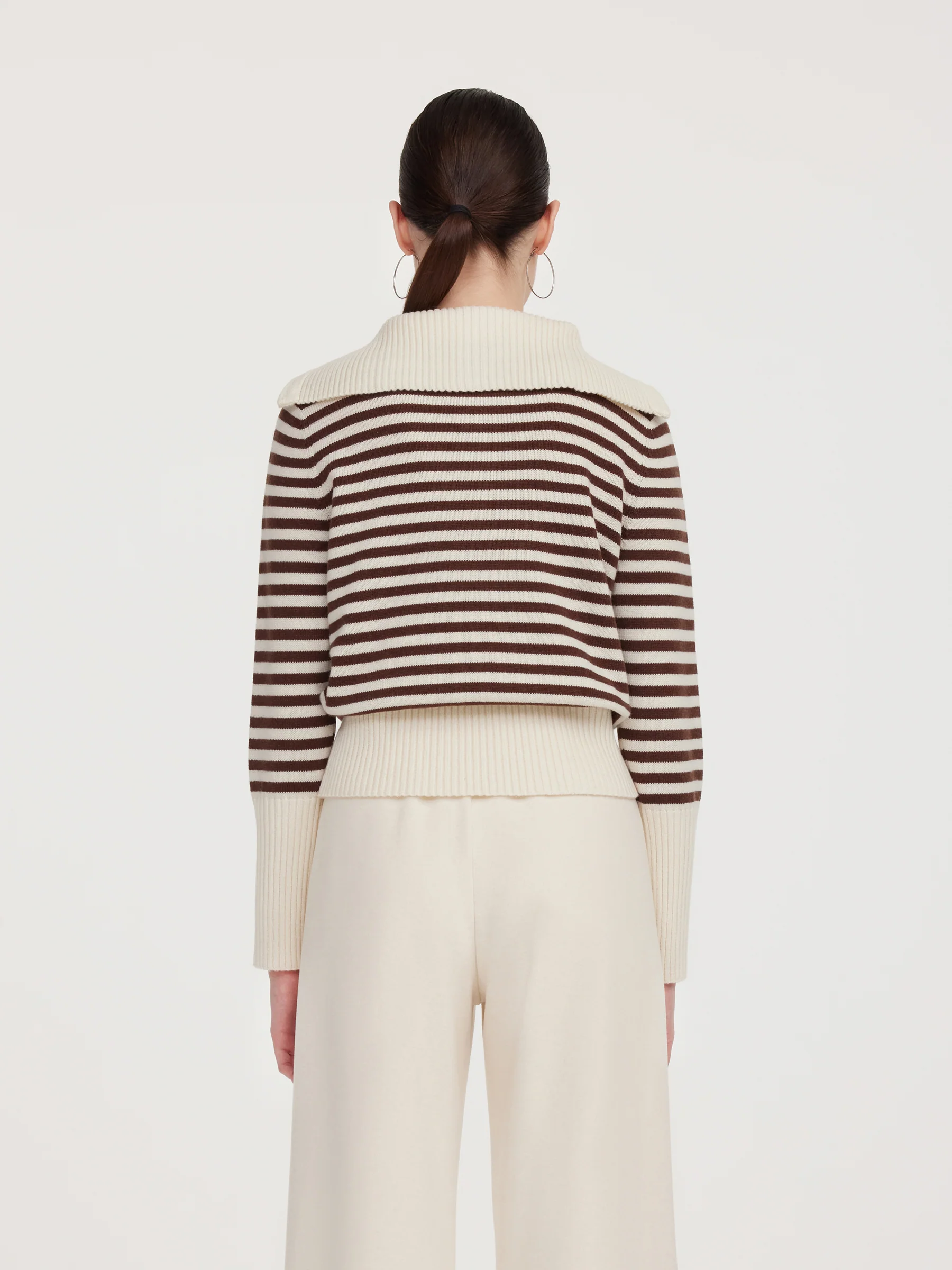Oversized Collar Half-Zip Women Knit Top - Image 13