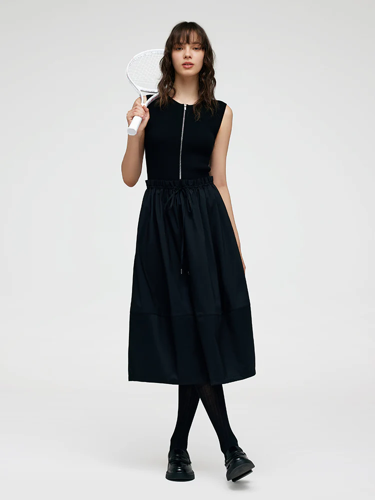 Patchwork Women Midi Vest Dress - Image 4