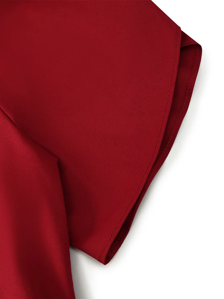 Petal Sleeves Gathered Waist V-Neck Women Midi Dress With Belt - Image 17
