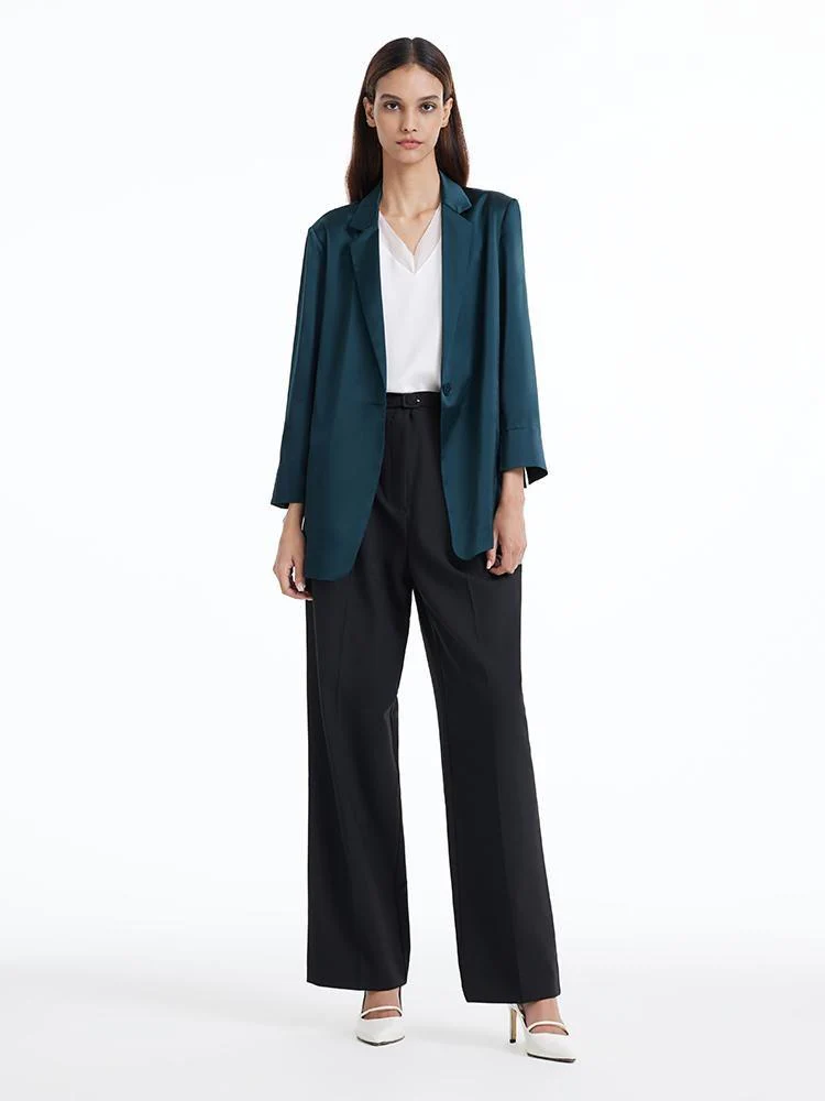 One Button Triacetate Women Blazer - Image 3