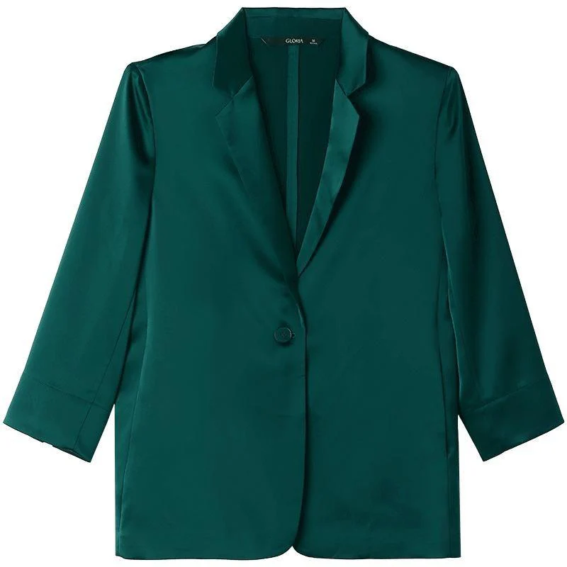One Button Triacetate Women Blazer - Image 9