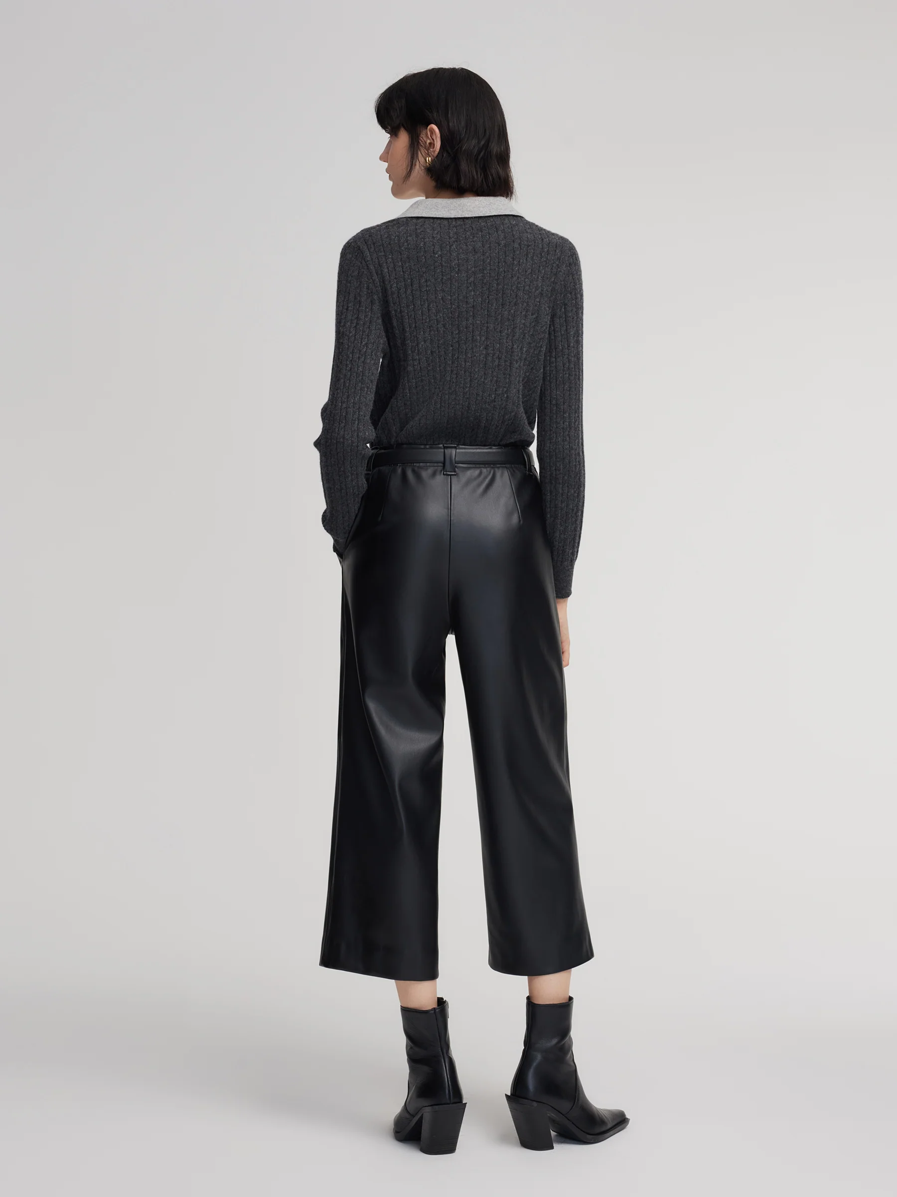PU Leather Wide Leg Women Pants - Image 3