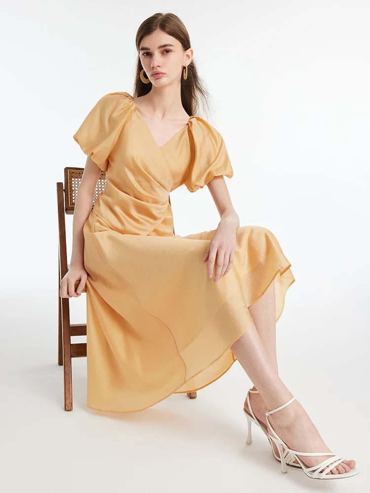 Puff Sleeves Wrapped Top And Skirt With Bottomed Camisole Three-Piece Set - Image 9