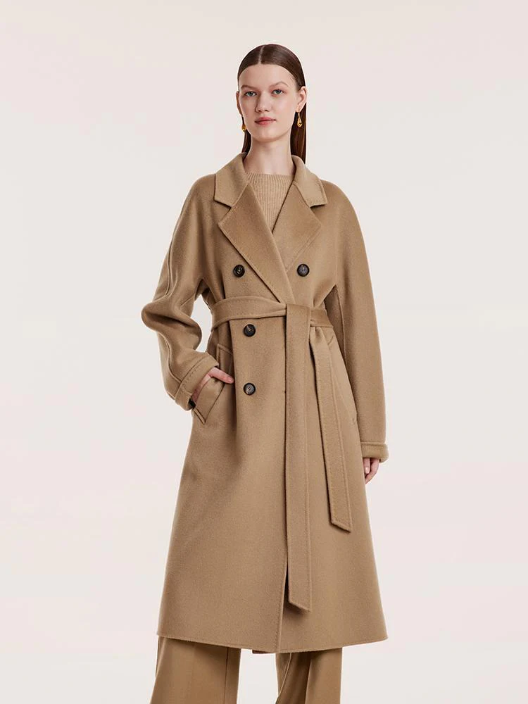 Pure Cashmere Double-Breasted Coat With Beret - Image 3