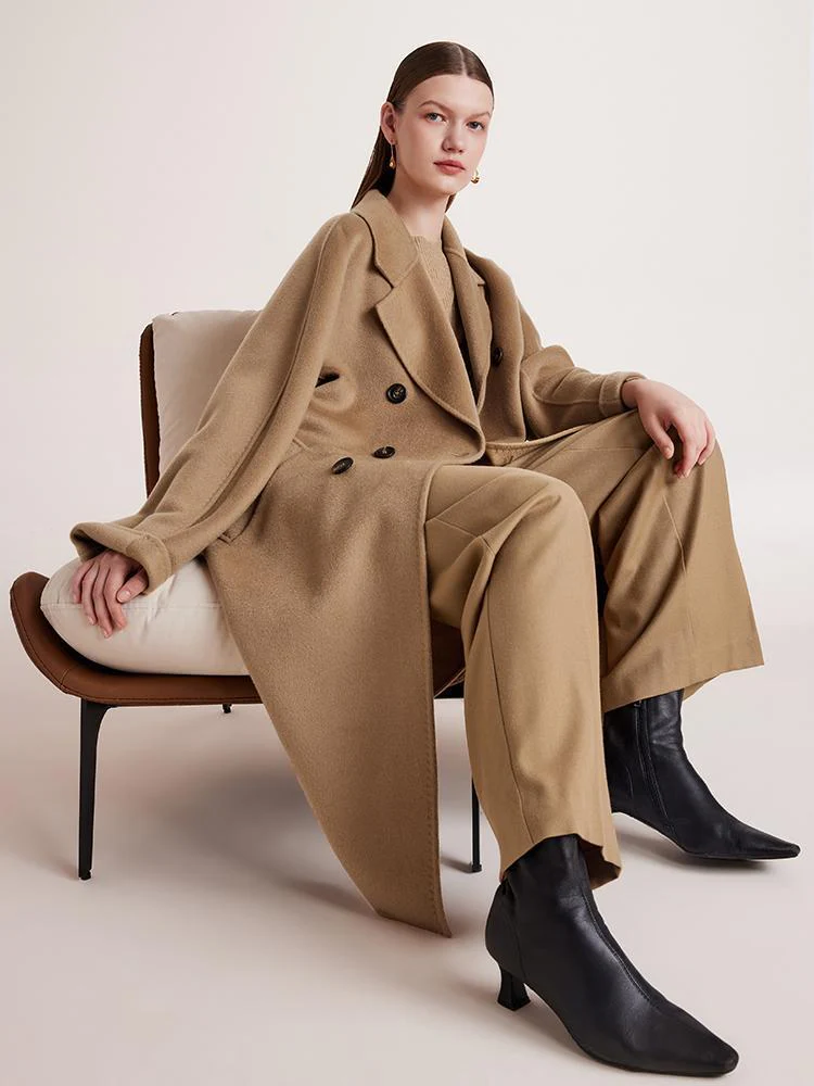 Pure Cashmere Double-Breasted Coat With Beret - Image 7