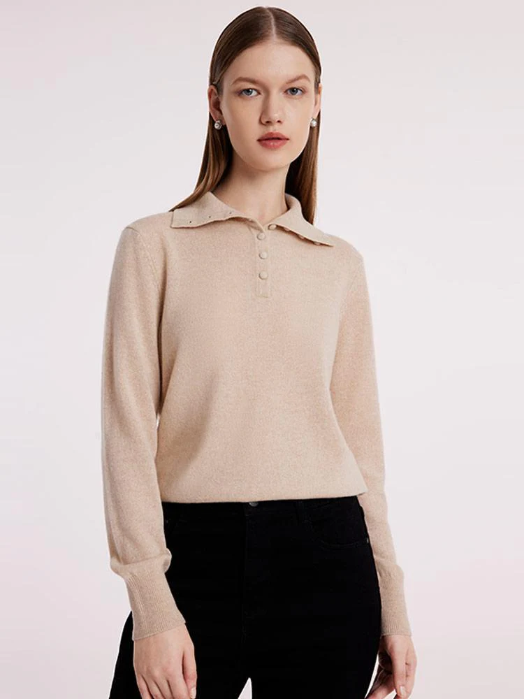 Pure Cashmere Polo Neck Women Sweater - Image 3