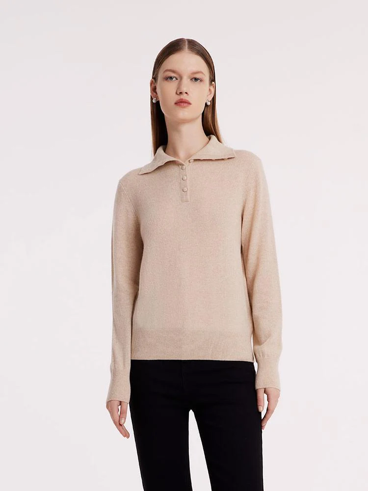Pure Cashmere Polo Neck Women Sweater - Image 4