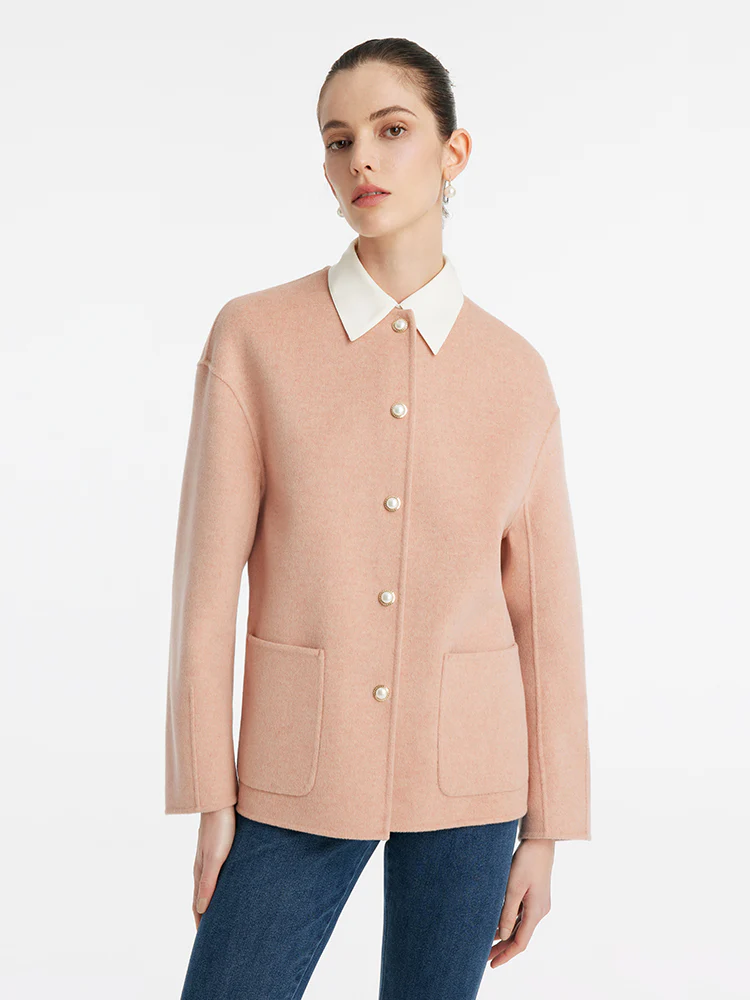 Pure Double-Faced Wool Round Neck Women Jacket - Image 6