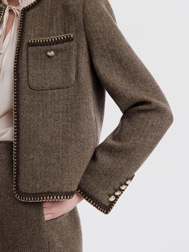 Retro Brown Washable Woolen Jacket - Image 8