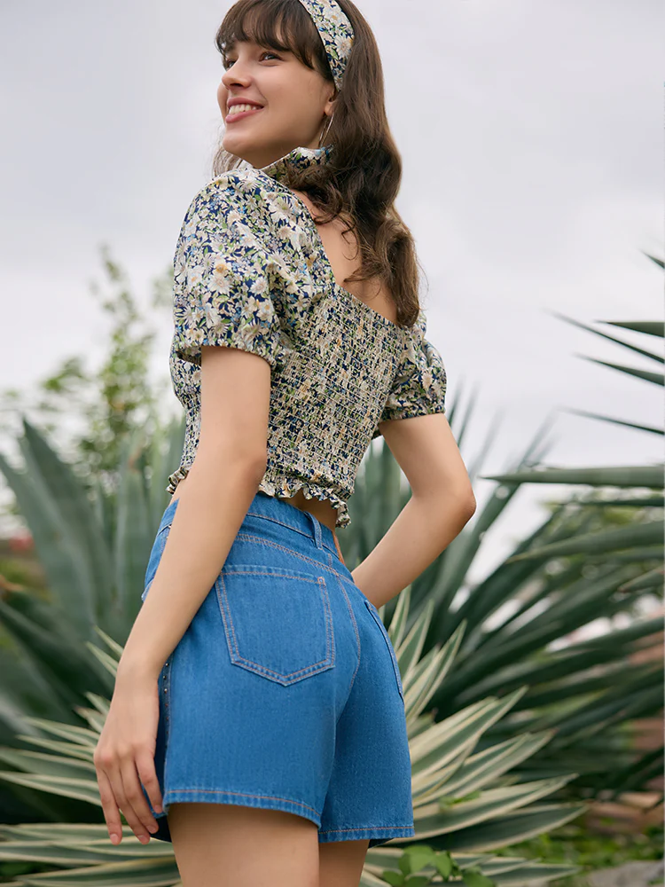 Rhinestone Denim A-Line Women Shorts - Image 11