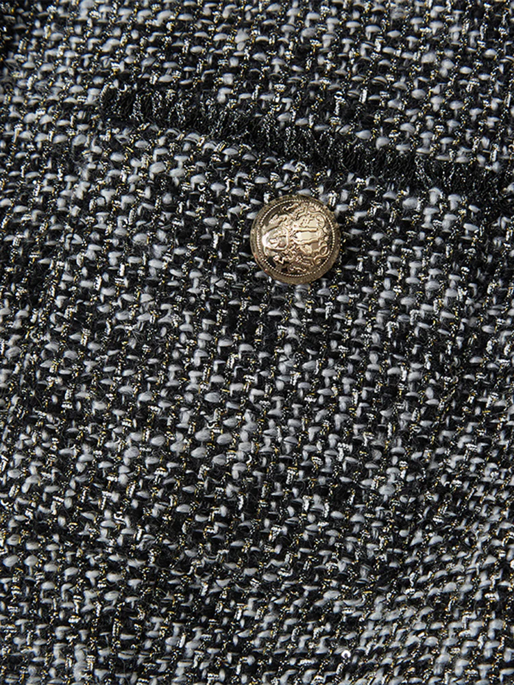 Round Neck Tweed Dress With Belt - Image 2