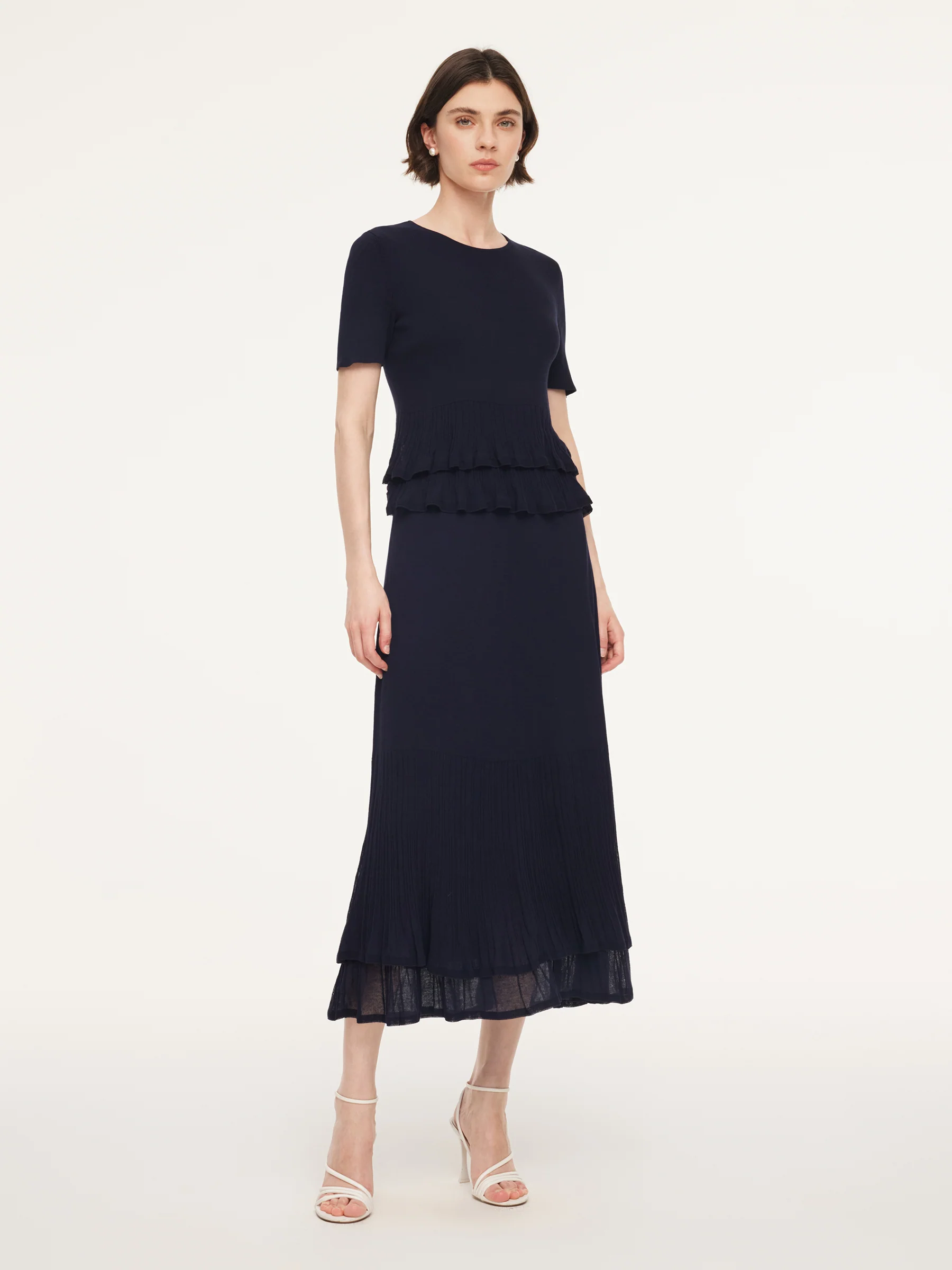 Ruffle Hem Knit Top And A-Line Skirt Two-Piece Set - Image 2