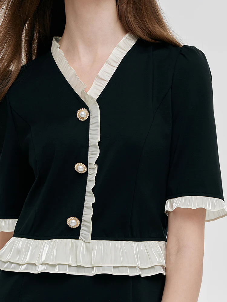 Ruffle Patchwork Women Midi Dress - Image 8