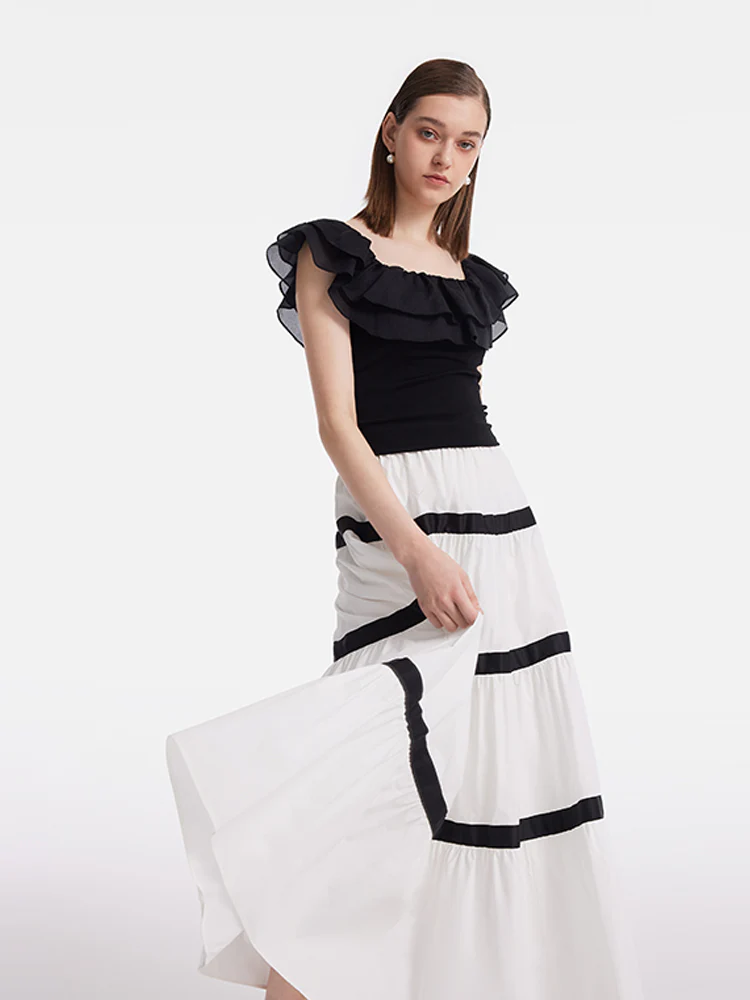 Ruffle Top And Tiered Maxi Skirt Two-Piece Set - Image 5