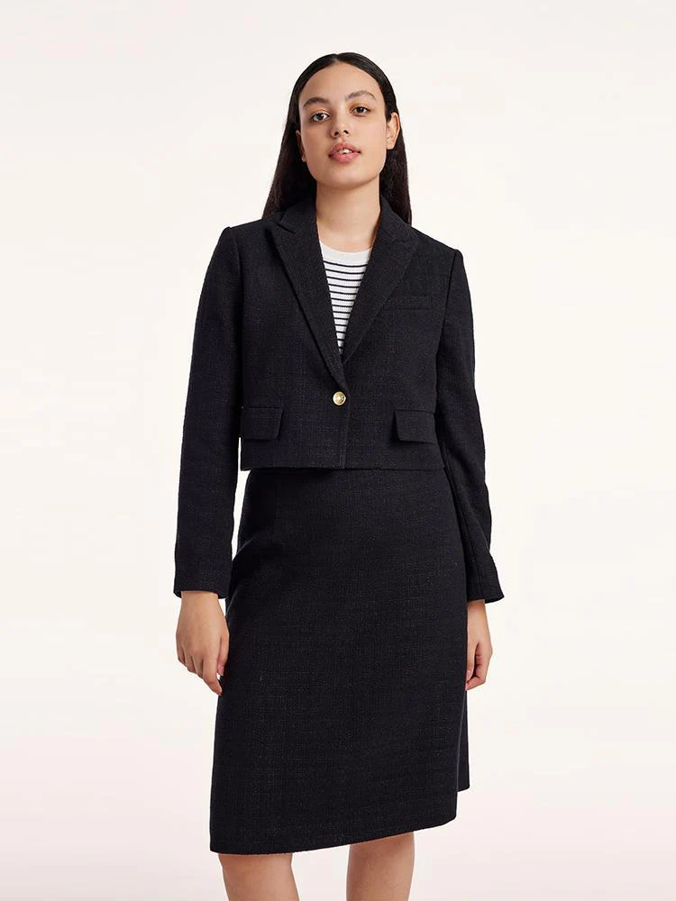 Short Blazer And A-line Women Skirt Two-Piece Suit - Image 10