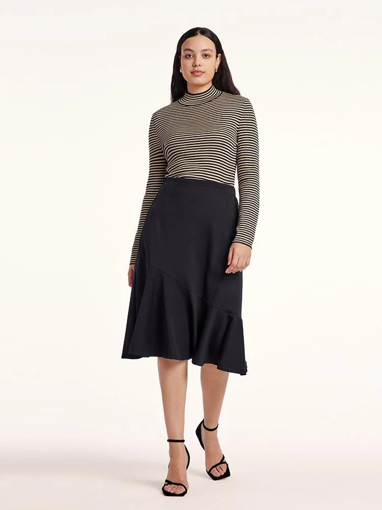 Woolen Stripe Mock Neck Women Sweater - Image 7