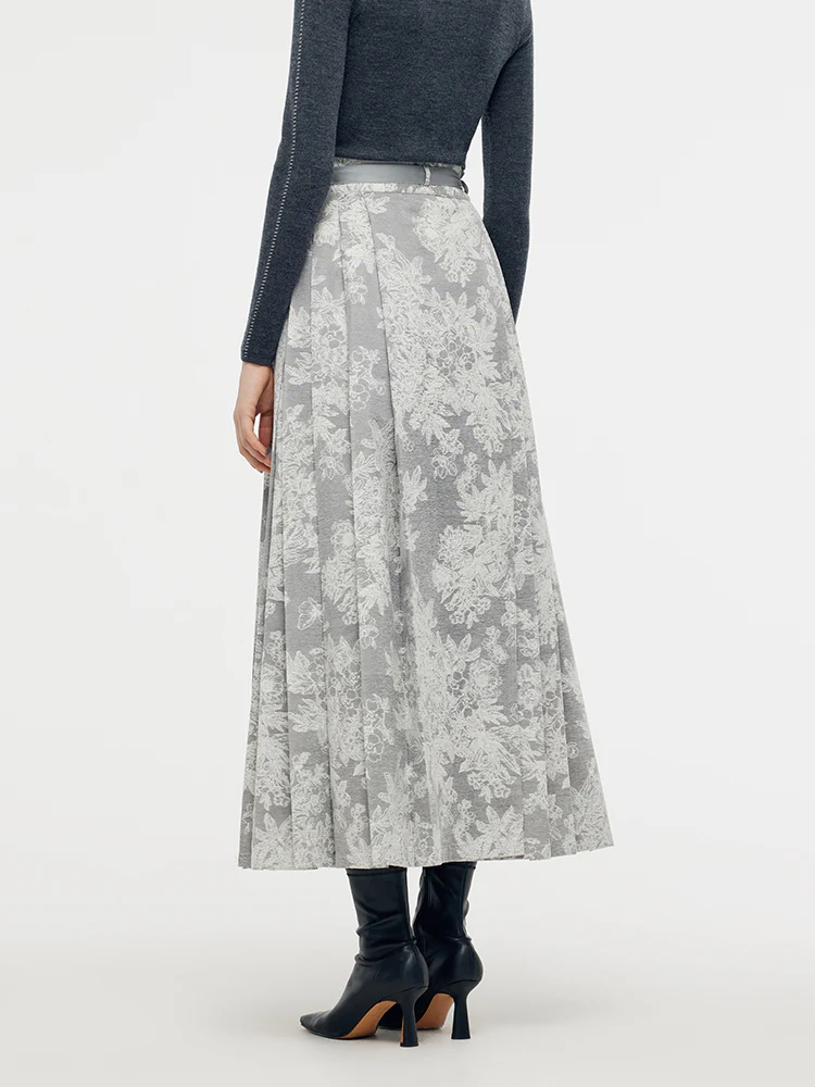 Silver Floral Jacquard Women Mamianqun With Bottomed Skirt - Image 3