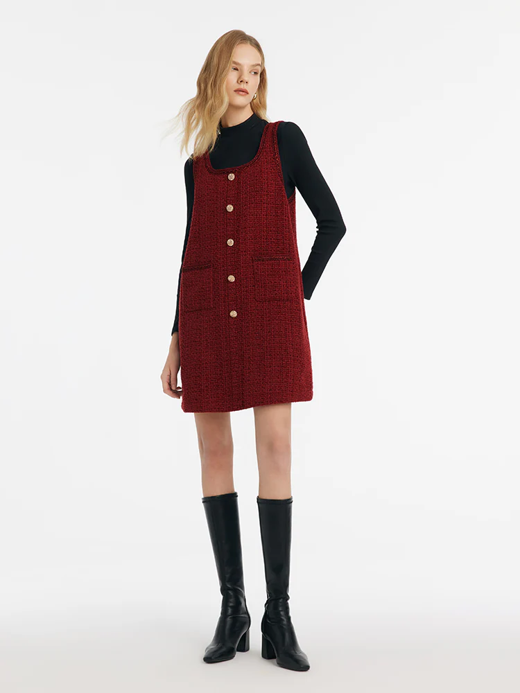 Slim Sweater And Tweed Vest Dress Two-Piece Set - Image 4