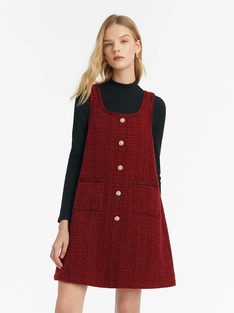 Slim Sweater And Tweed Vest Dress Two-Piece Set - Image 5