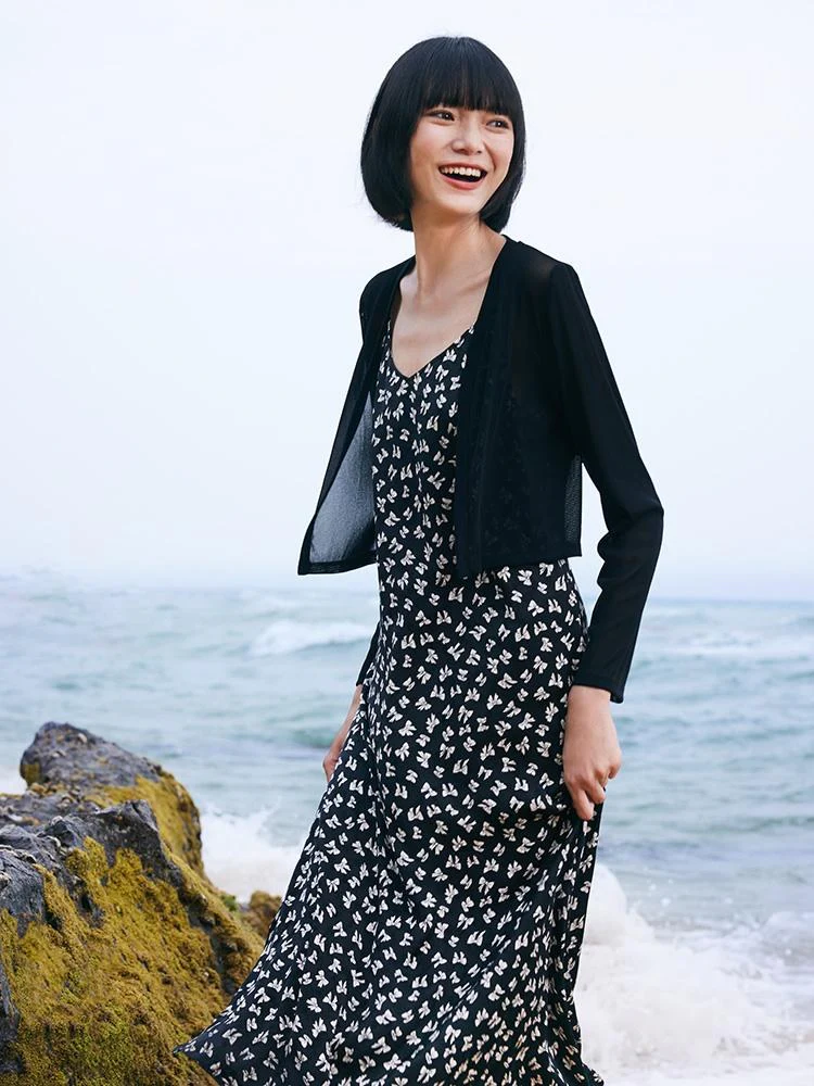 Spaghetti Strap Dress With Knitted Cardigan Two-Piece Set - Image 4