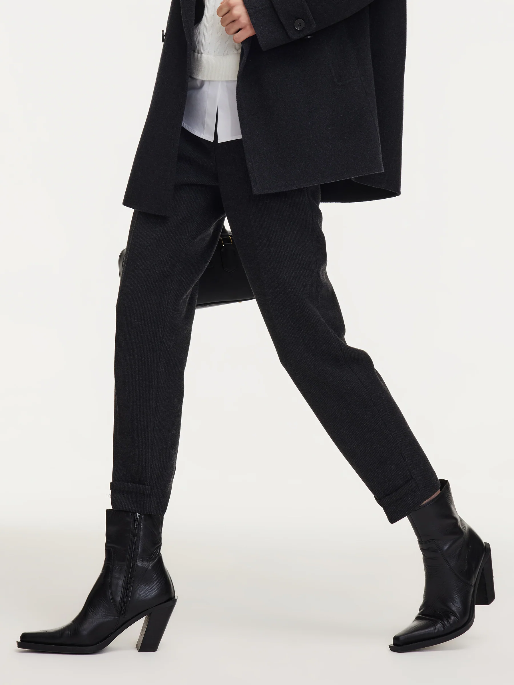 Stretch Ribbed Women Tapered Pants - Image 3