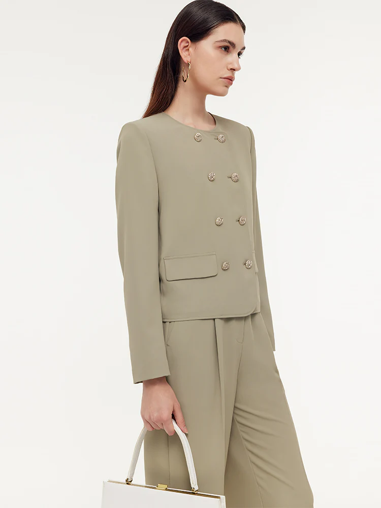 Stretch Double-Breasted Women Jacket - Image 5