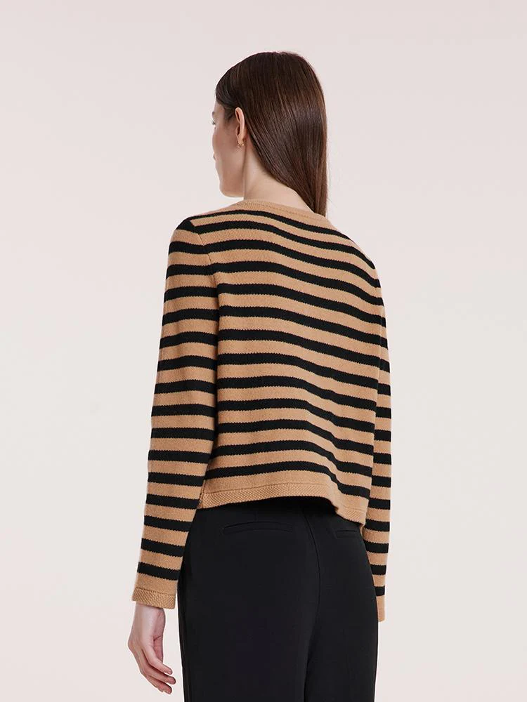 Button Up Woolen Striped Lady Cardigan - Image 6