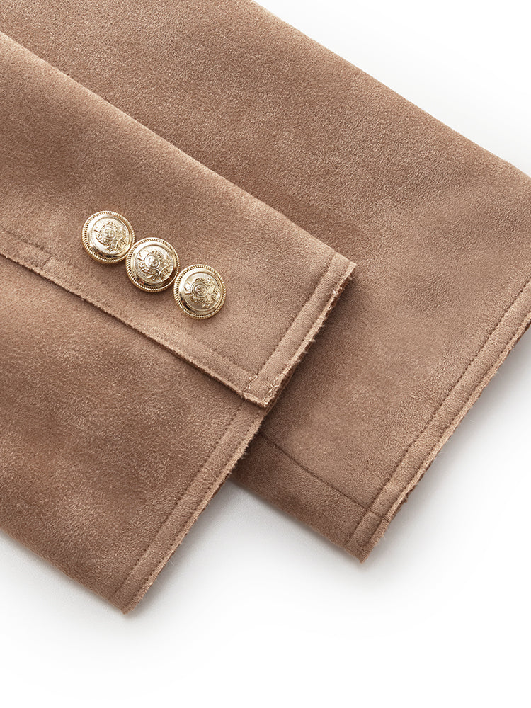 Faux Suede Zip-Up Women Lined Crop Jacket - Image 11