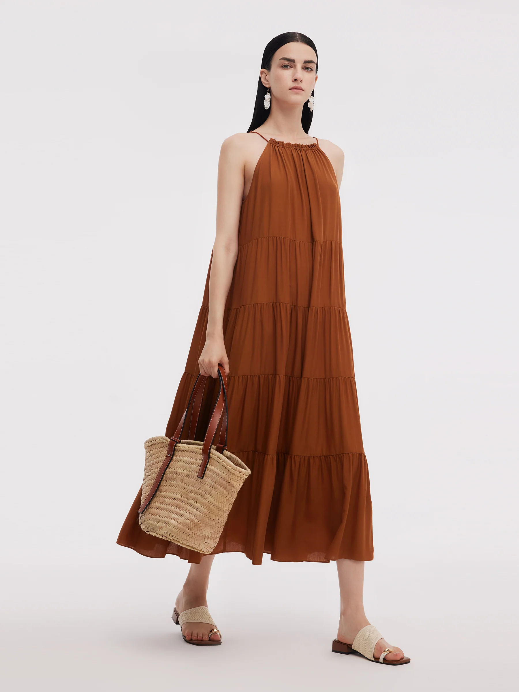 Tencel Acetate Blend Women Halter Maxi Dress - Image 4