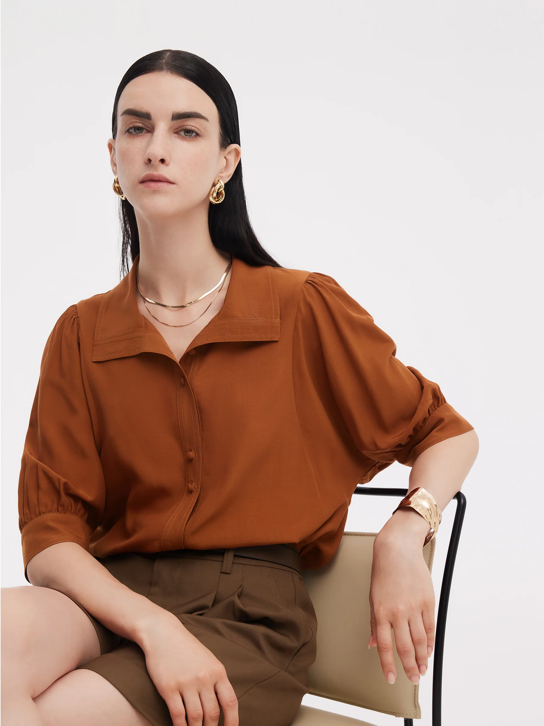 Tencel Acetate Blend Women Loose Shirt - Image 5