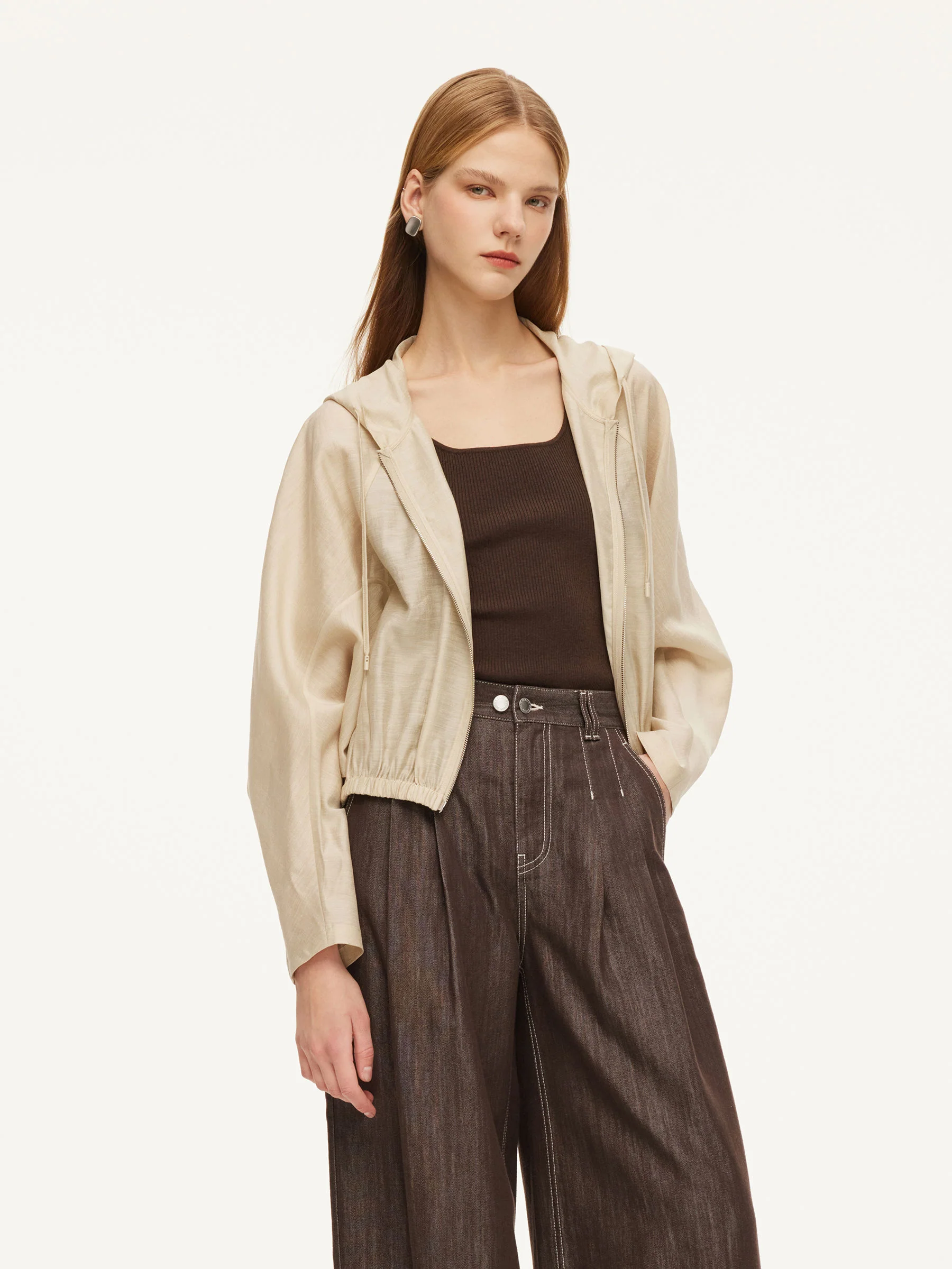 [Preview] Tencel Acetate Linen Blend Women Cropped Jacket - Image 9
