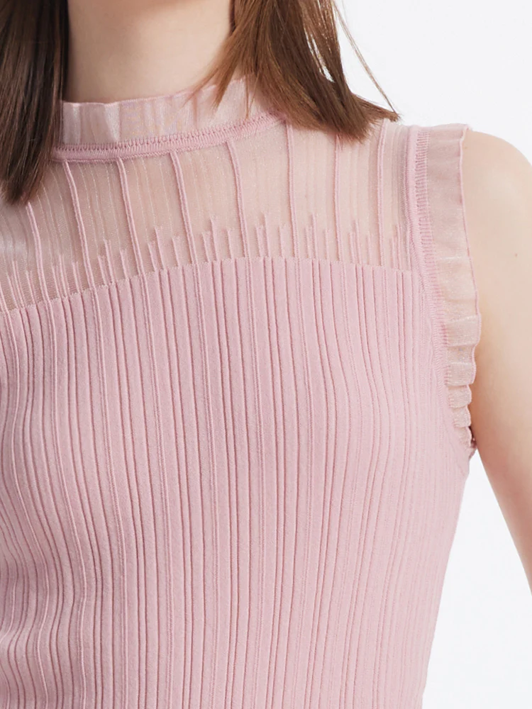 Tencel And Woolen Lace Ruffle Women Tank Top - Image 13