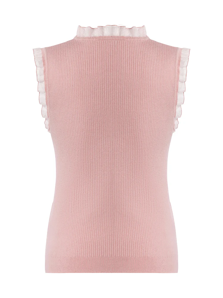 Tencel And Woolen Lace Ruffle Women Tank Top - Image 17