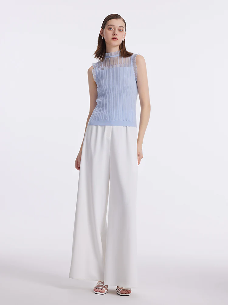 Tencel And Woolen Lace Ruffle Women Tank Top - Image 7