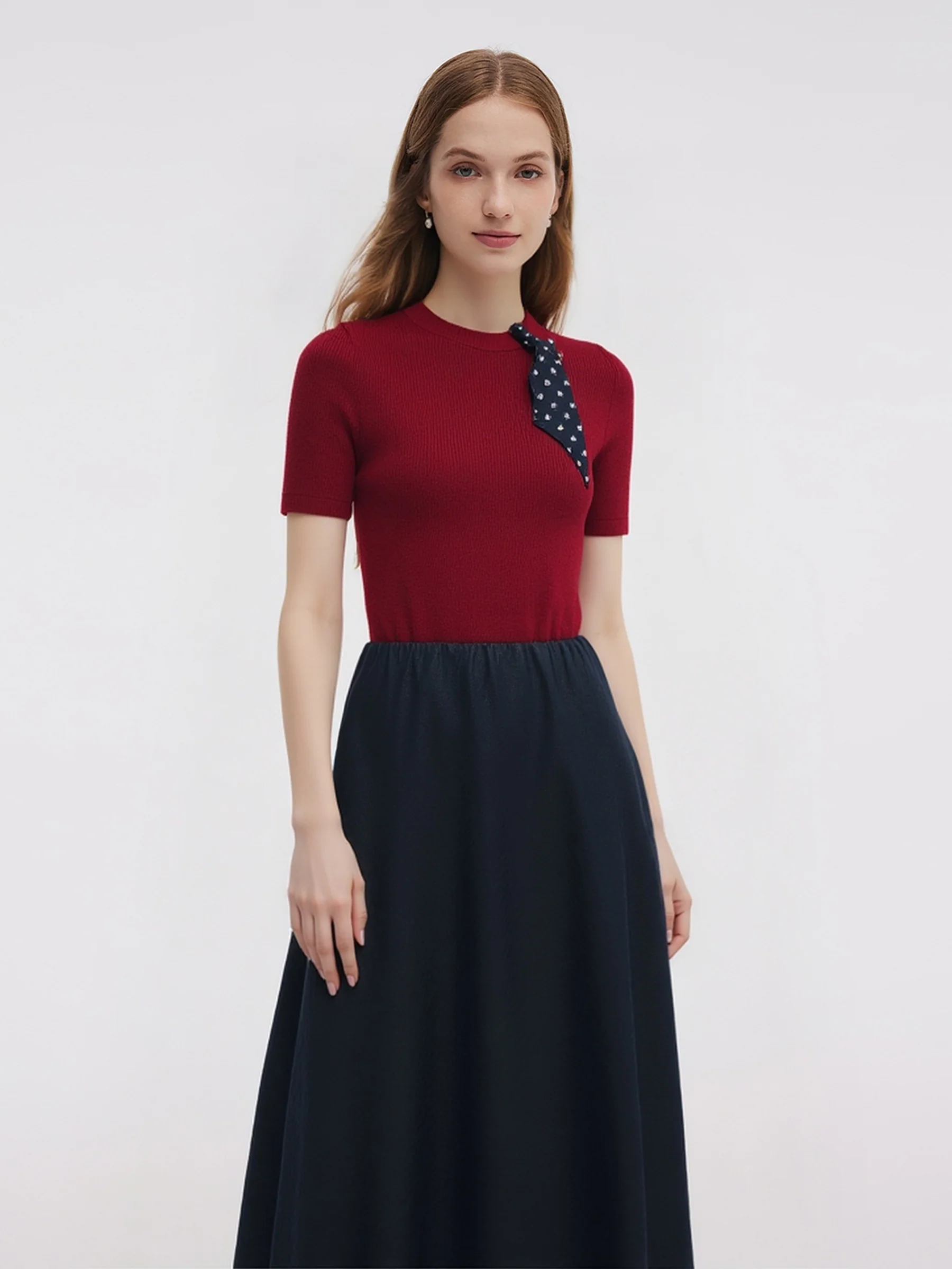 Tencel Blend Burgundy Women Knit Top - Image 3