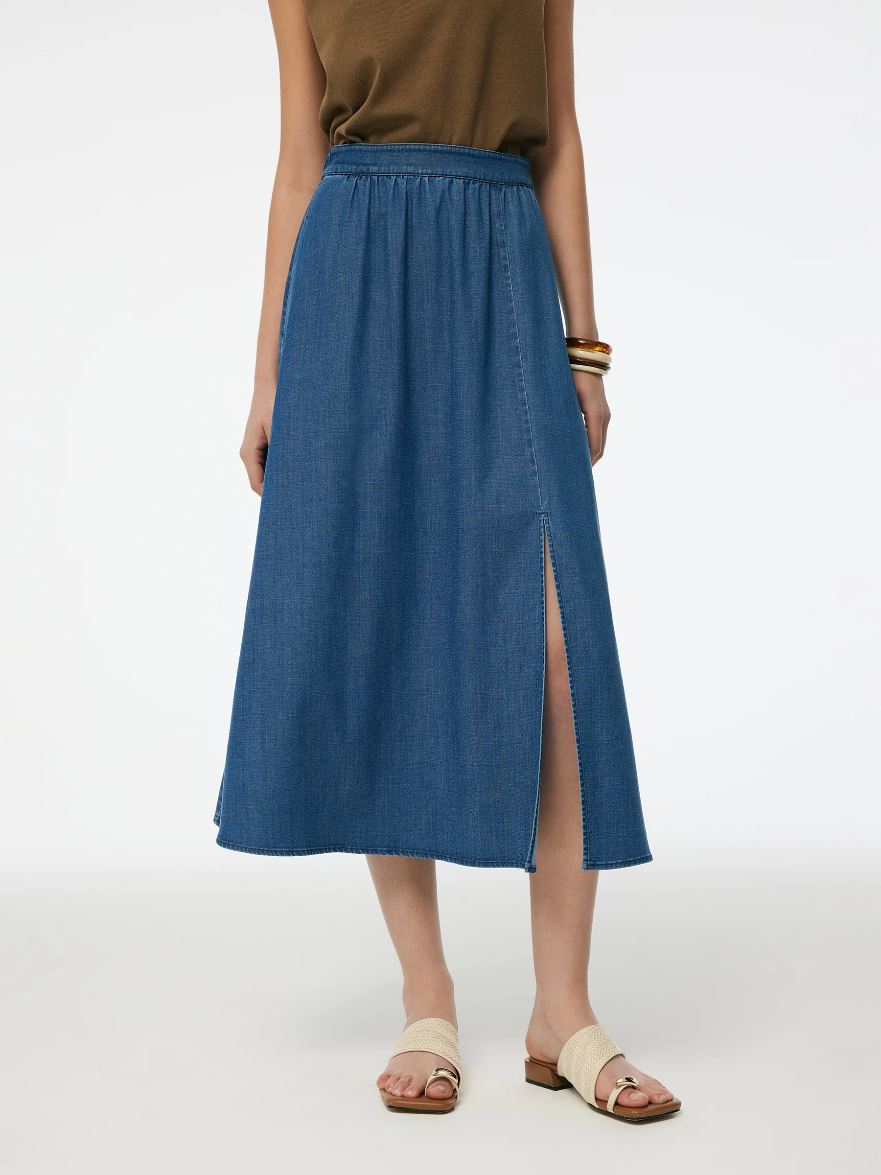 Tencel Blend Denim Women A-Line Skirt