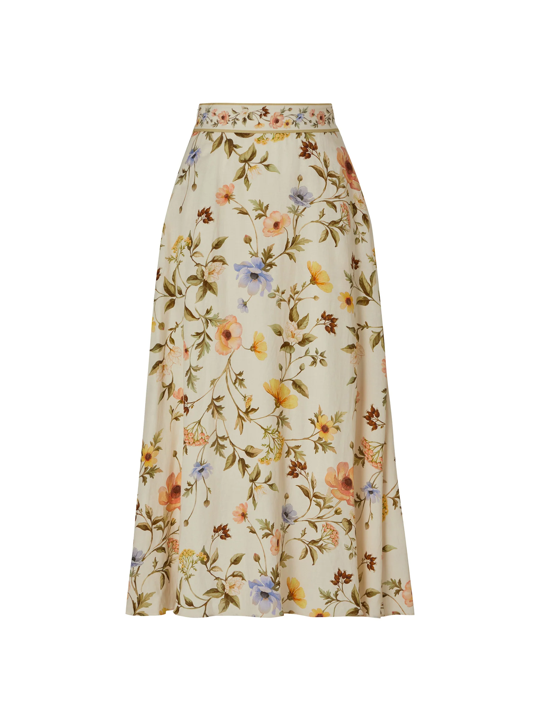 Tencel Blend Floral Print Women A-Line Skirt With Scrunchie - Image 6